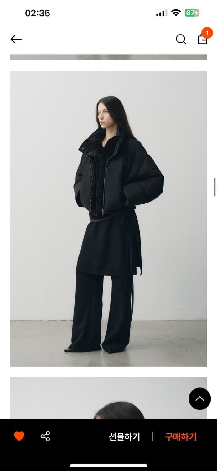 노이어 포 우먼 크롭 레이어드 푸퍼 자켓 (블랙) 36사이즈 상품이미지4