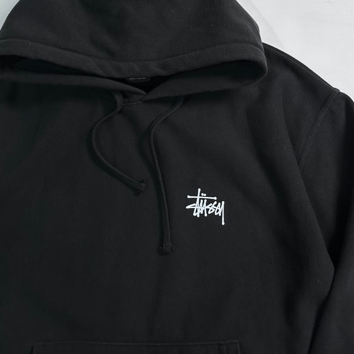 스투시 스탁로고 오버사이즈 블랙 후드티 상품이미지3