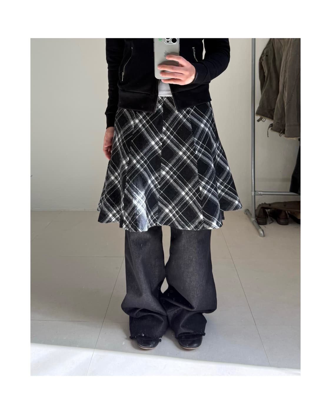빈티지 체크 울 스커트 상품이미지1