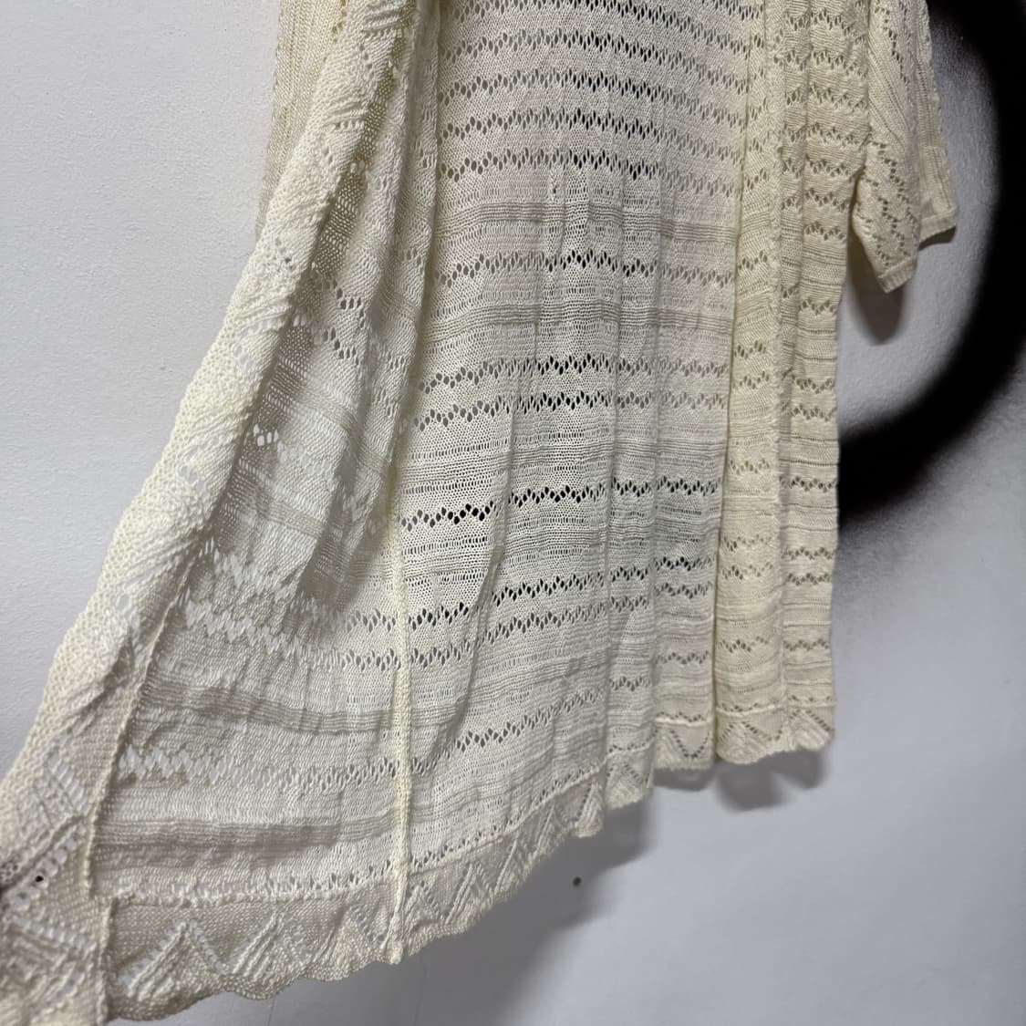 VTG 빈티지 아이보리 펀칭 크로쉐 반팔 니트 가디건 상품이미지4