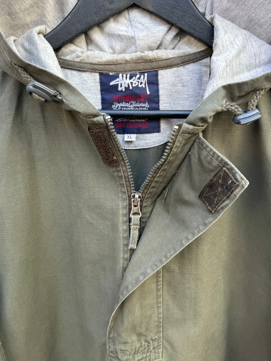 90s 스투시 카키 후드 풀오버  상품이미지5