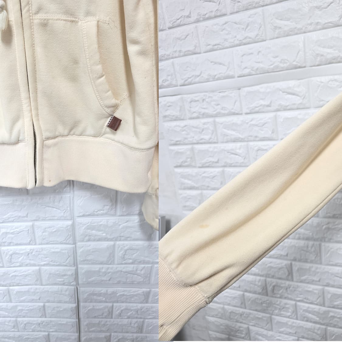 택포// 후아유 아이보리 후리스 후드집업 M 상품이미지3