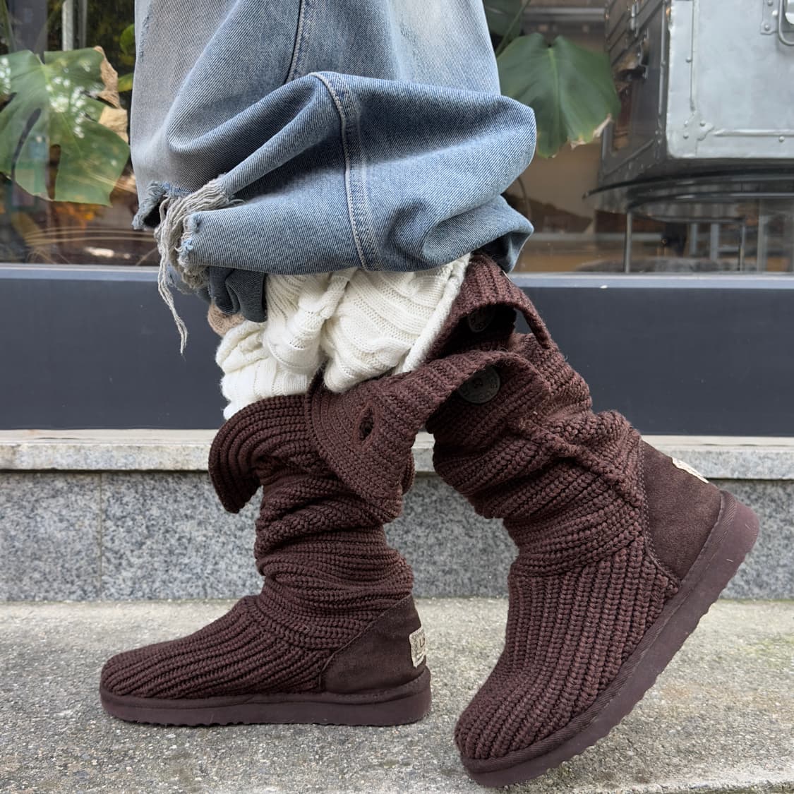 2000s Y2K 니트 카디 어그 부츠 상품이미지6