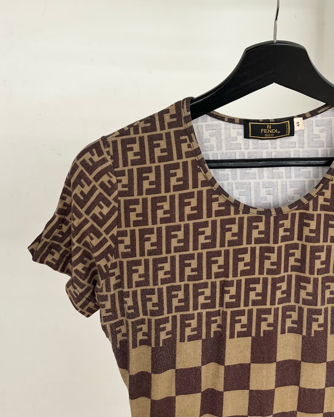 펜디 브라운 주카 패턴 코튼 하프 티셔츠 상품이미지3