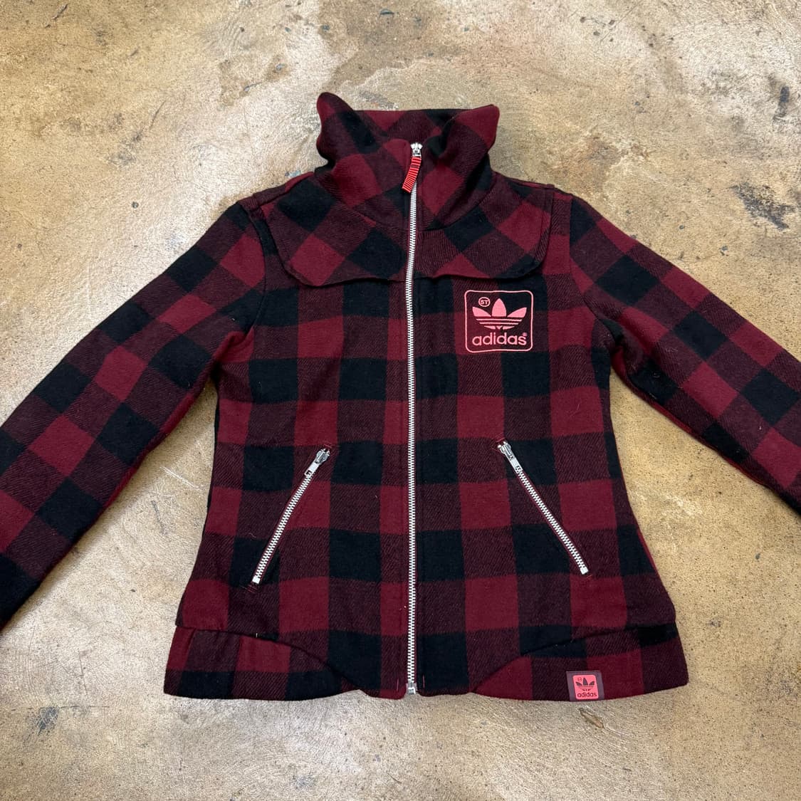 아디다스 버건디 체크 자켓 85 상품이미지3
