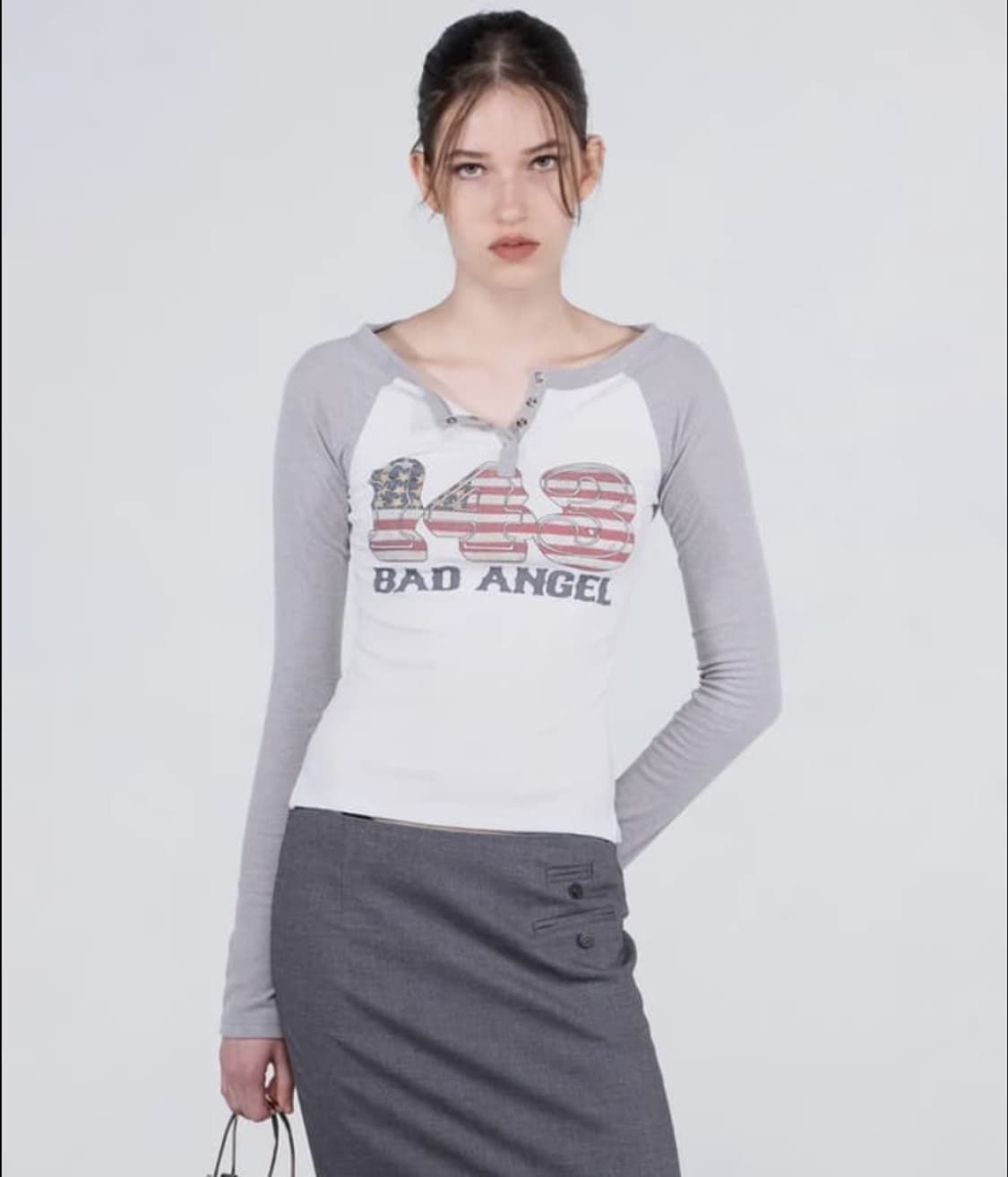 스컬프터 Flag Raglan T-shirt  긴팔티셔츠 탑 그레이나그랑 상품이미지2