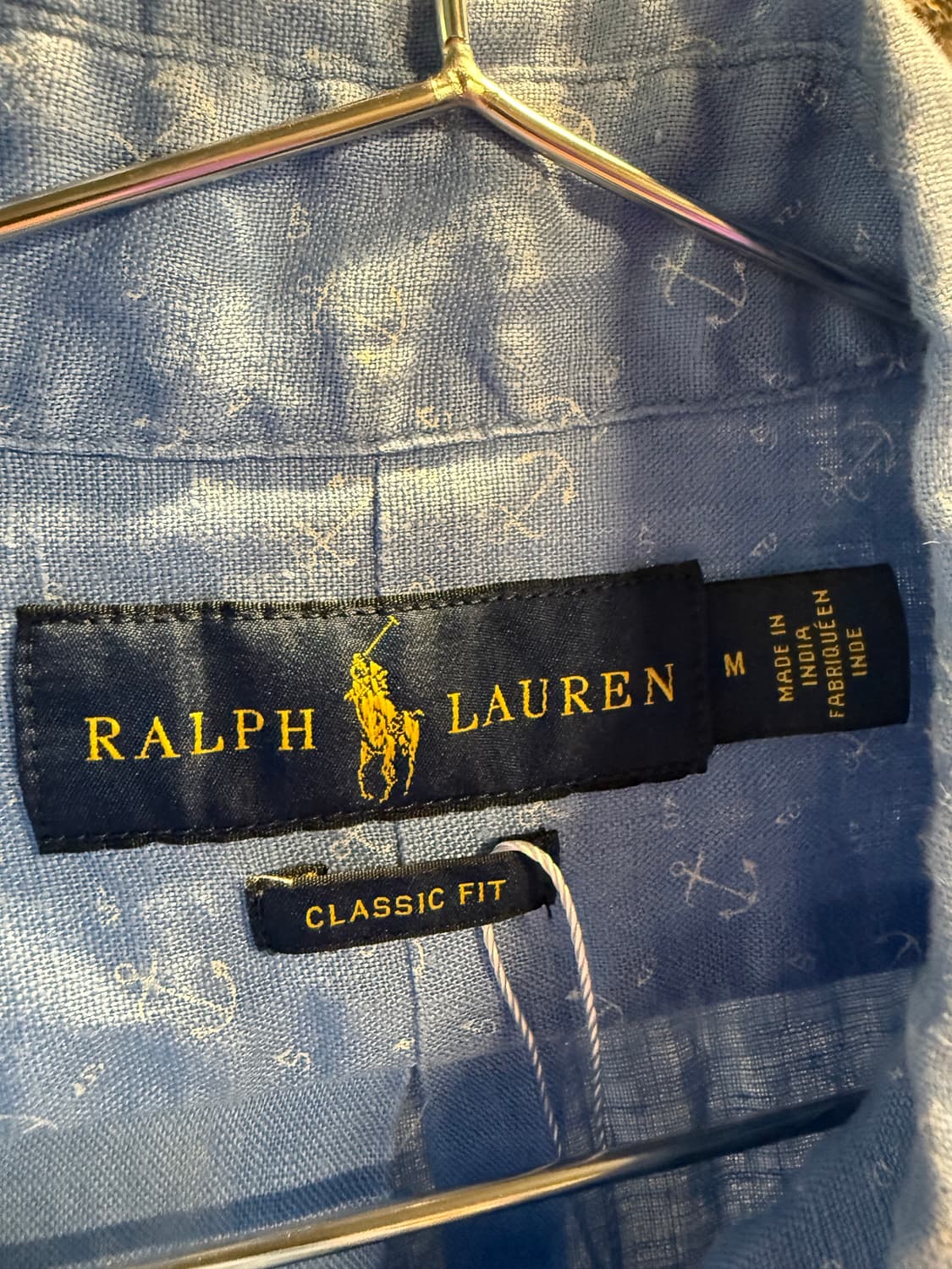 폴로 랄프로렌 POLO 클래식핏 앵커 패턴 버튼다운 린넨 셔츠 블루 M 상품이미지5