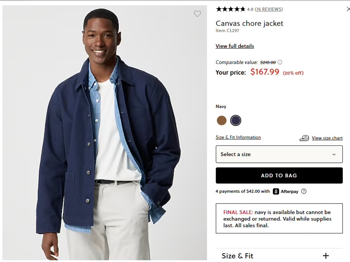 새제품 제이크루 캔버스 초어자켓 상품이미지1