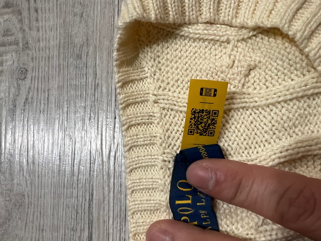 폴로 케이블 니트 크림 L 105 거의 새것 QR 정가 25 상품이미지3