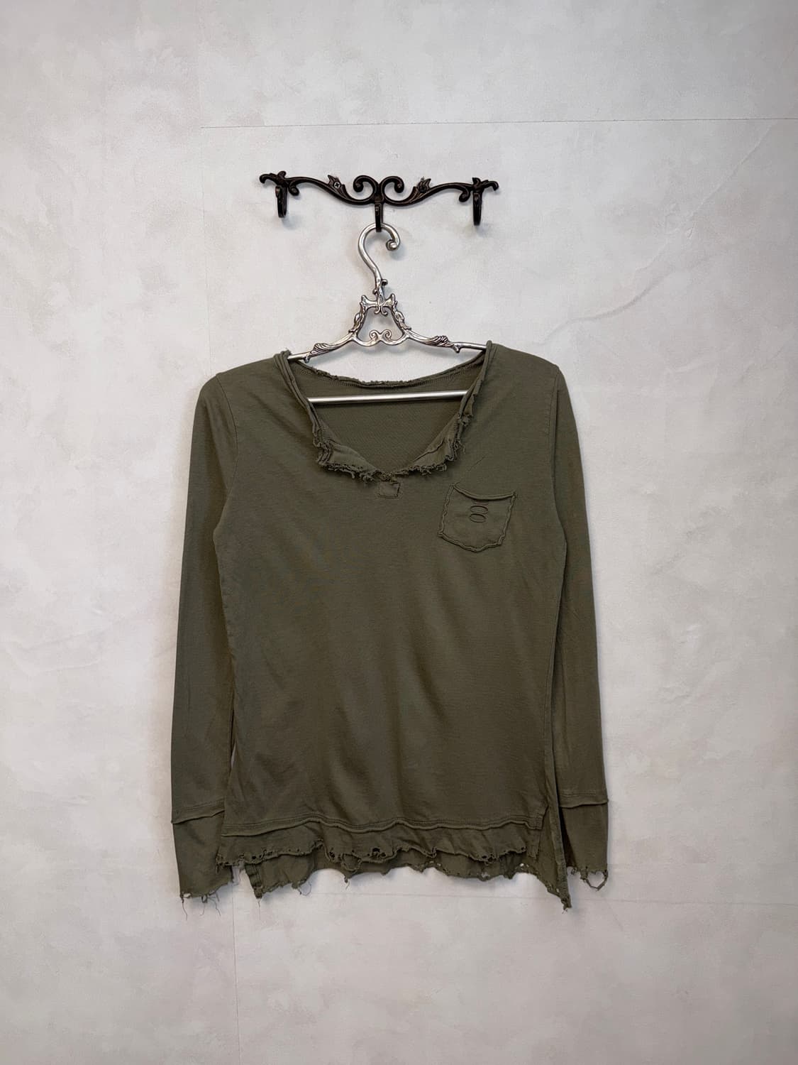 Ash khaki grunge damage long sleeve 상품이미지3