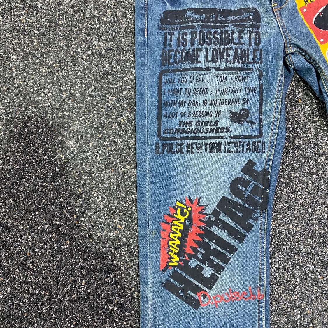 빈티지 D pulse 페인트 프린팅 워싱 데님 팬츠 B4039 상품이미지4
