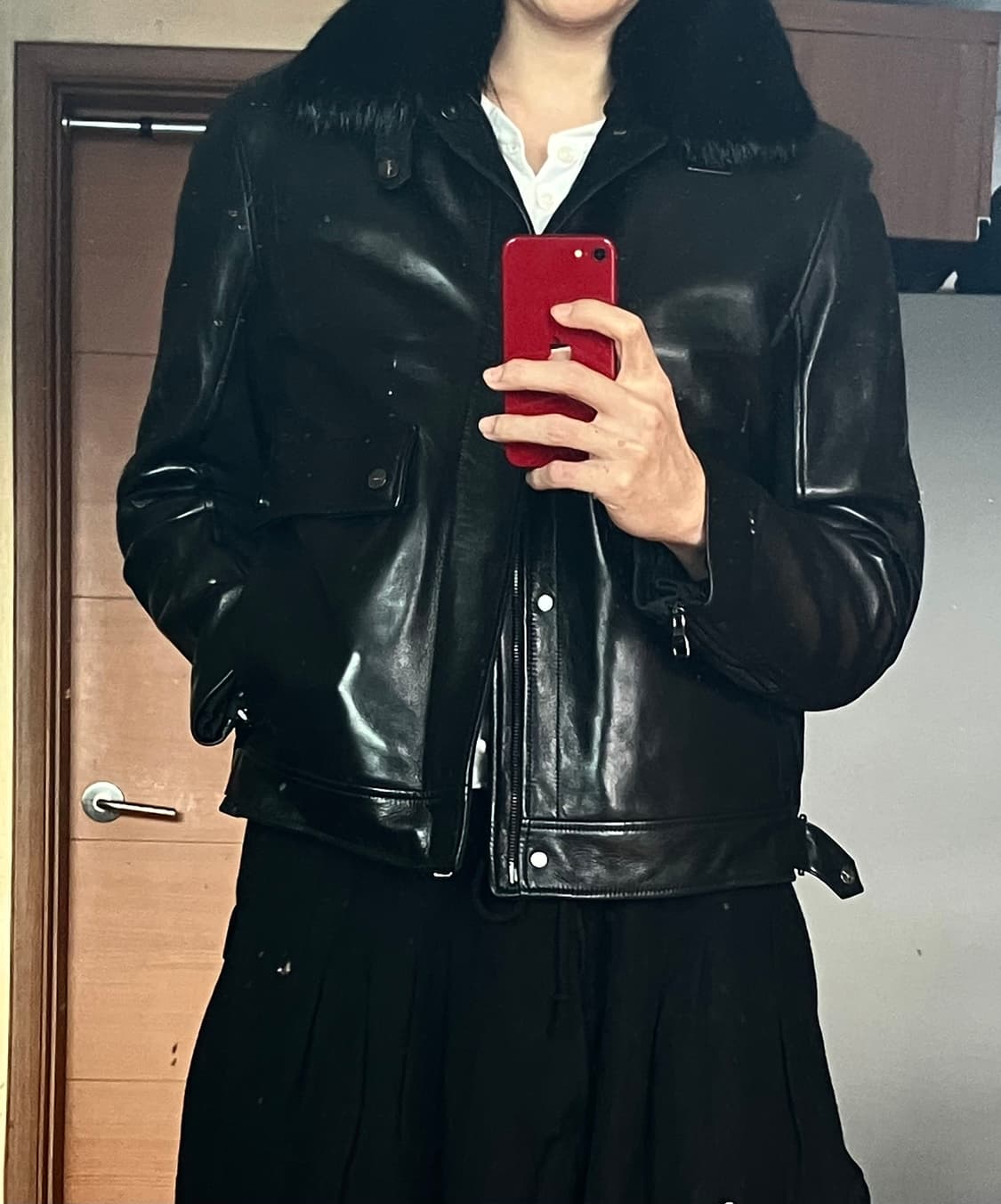 페라가모 비버 퍼 가죽자켓 상품이미지1