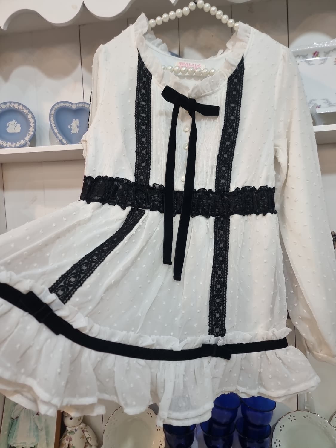 TralaLa 트랄라라튜닉블라우스 리본 프릴 미니원피스 상품이미지7