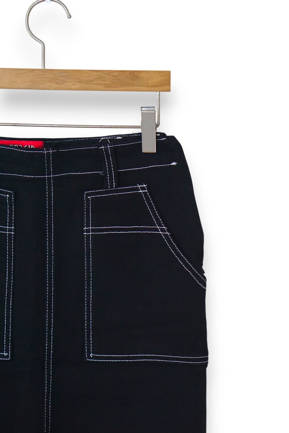 블랙 스티치 데님 스커트 상품이미지3