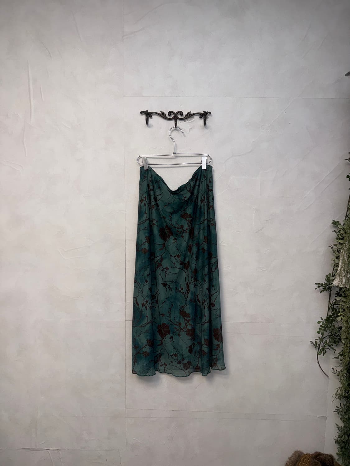 Blue green tie dye oriental floral skirt 상품이미지4