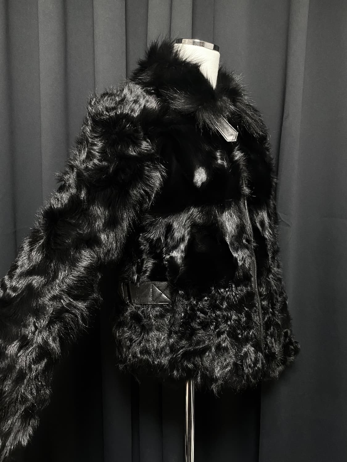 천연모피 폭스퍼 양가죽 하이넥 퍼자켓 빈티지 고스 락시크 상품이미지3