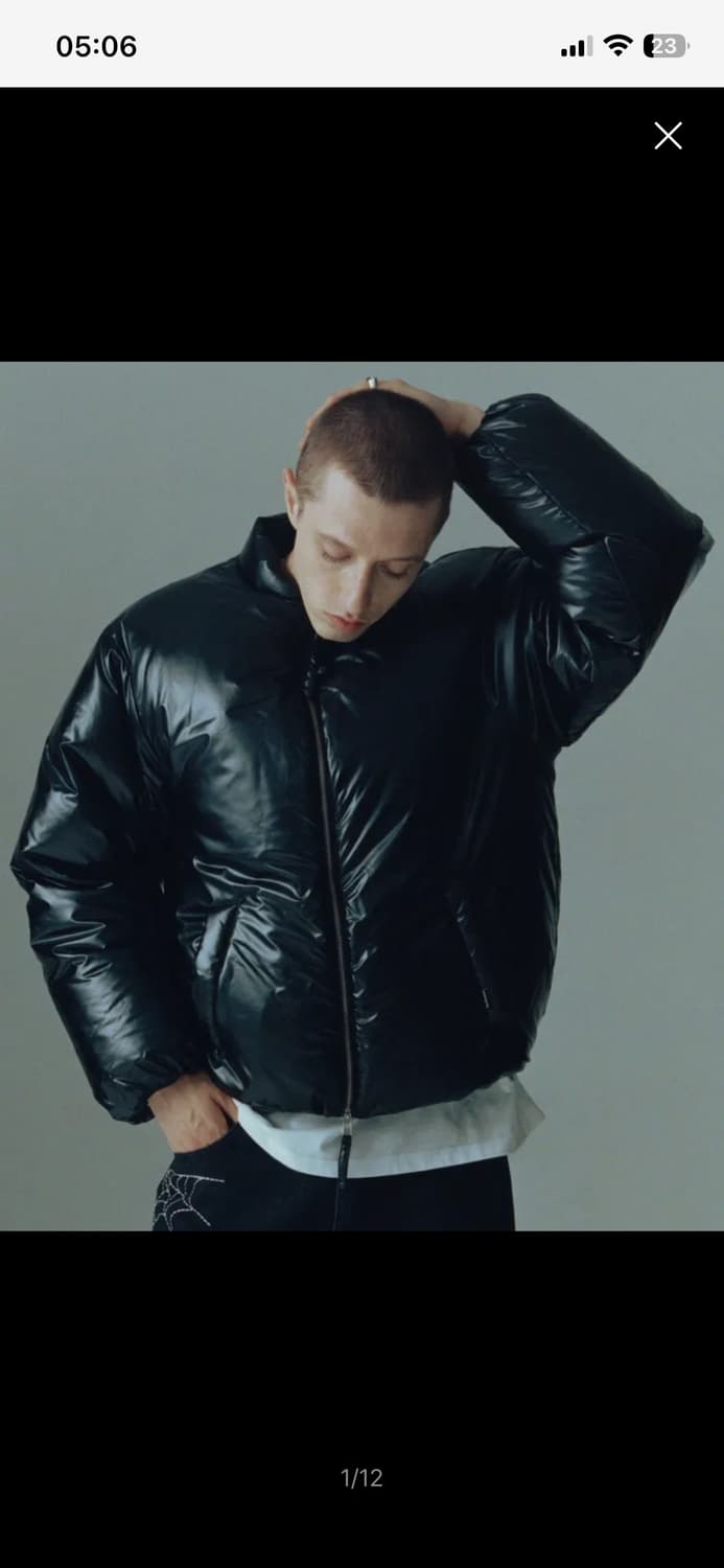 마하그리드 글로시 쇼트 다운 푸퍼 숏패딩 블랙 M 상품이미지3