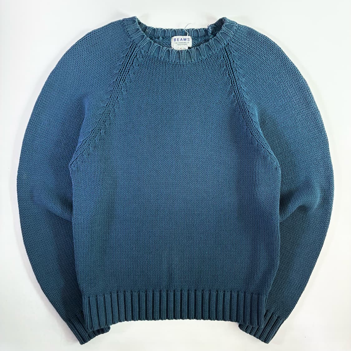 Beams  빔즈 헤비코튼 스카이블루 라운드 니트  상품이미지1