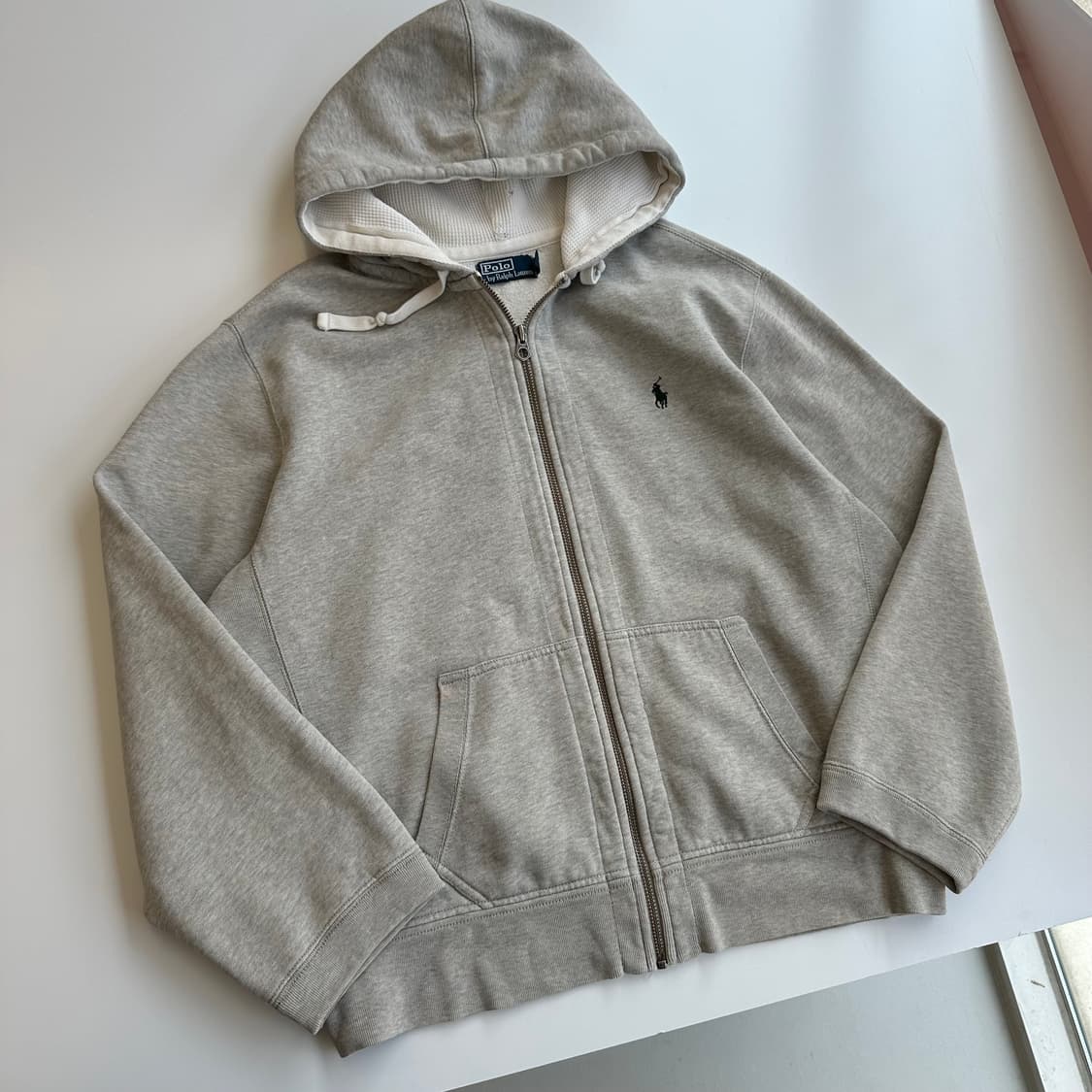 폴로 랄프로렘 00‘s 멜란지 그레이 써멀 후드집업 상품이미지1