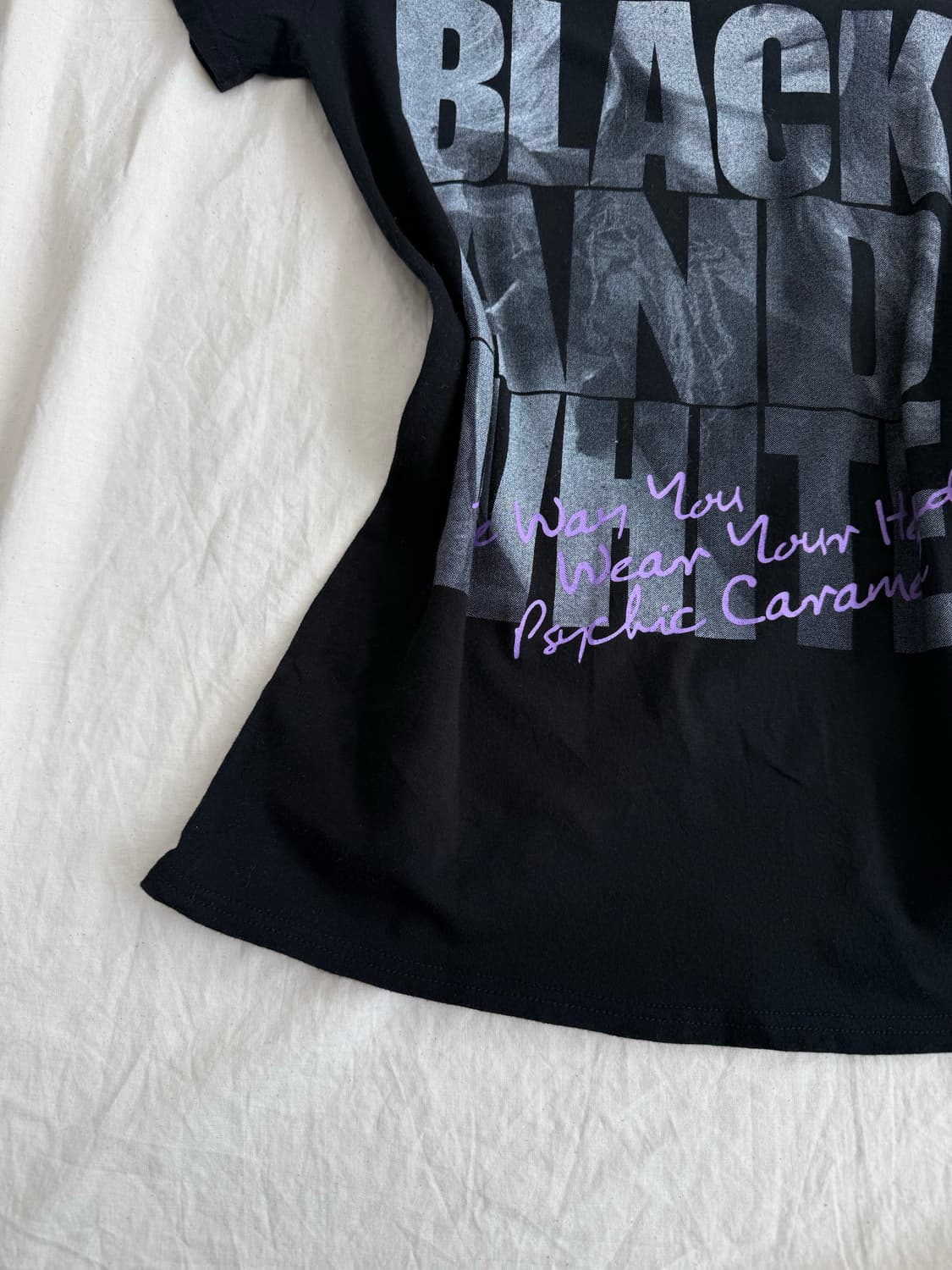 블랙 y2k 00’s 딱붙 프린팅 반팔 상품이미지2