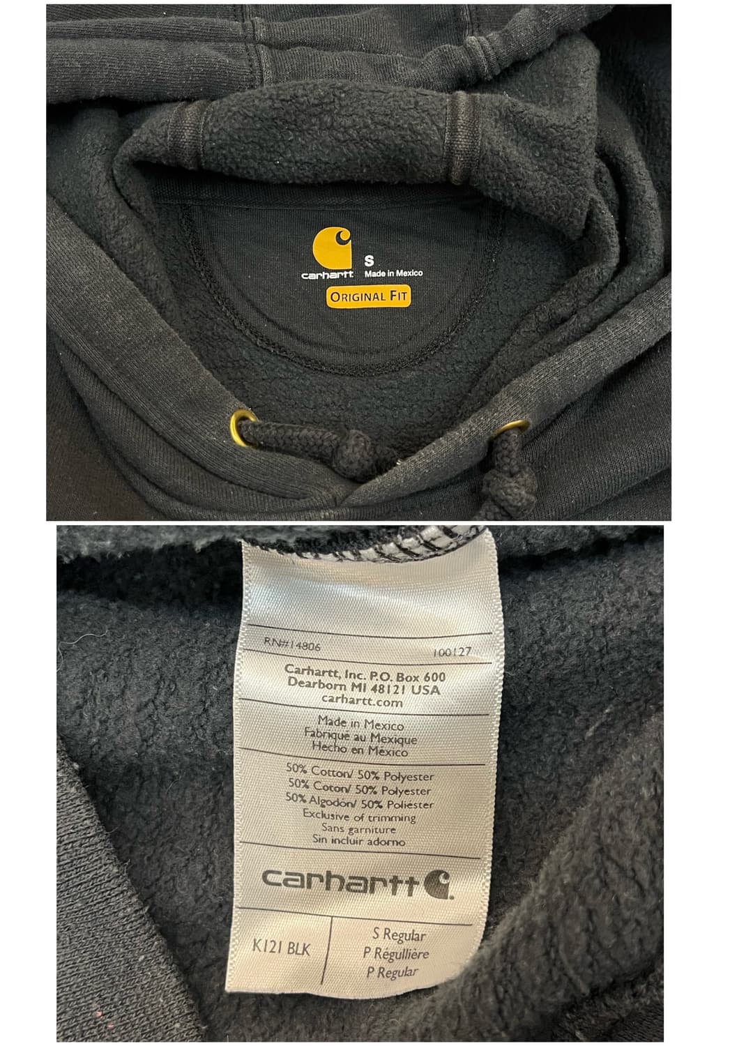 칼하트 기모 후드티 블랙 S #csz3306 상품이미지3
