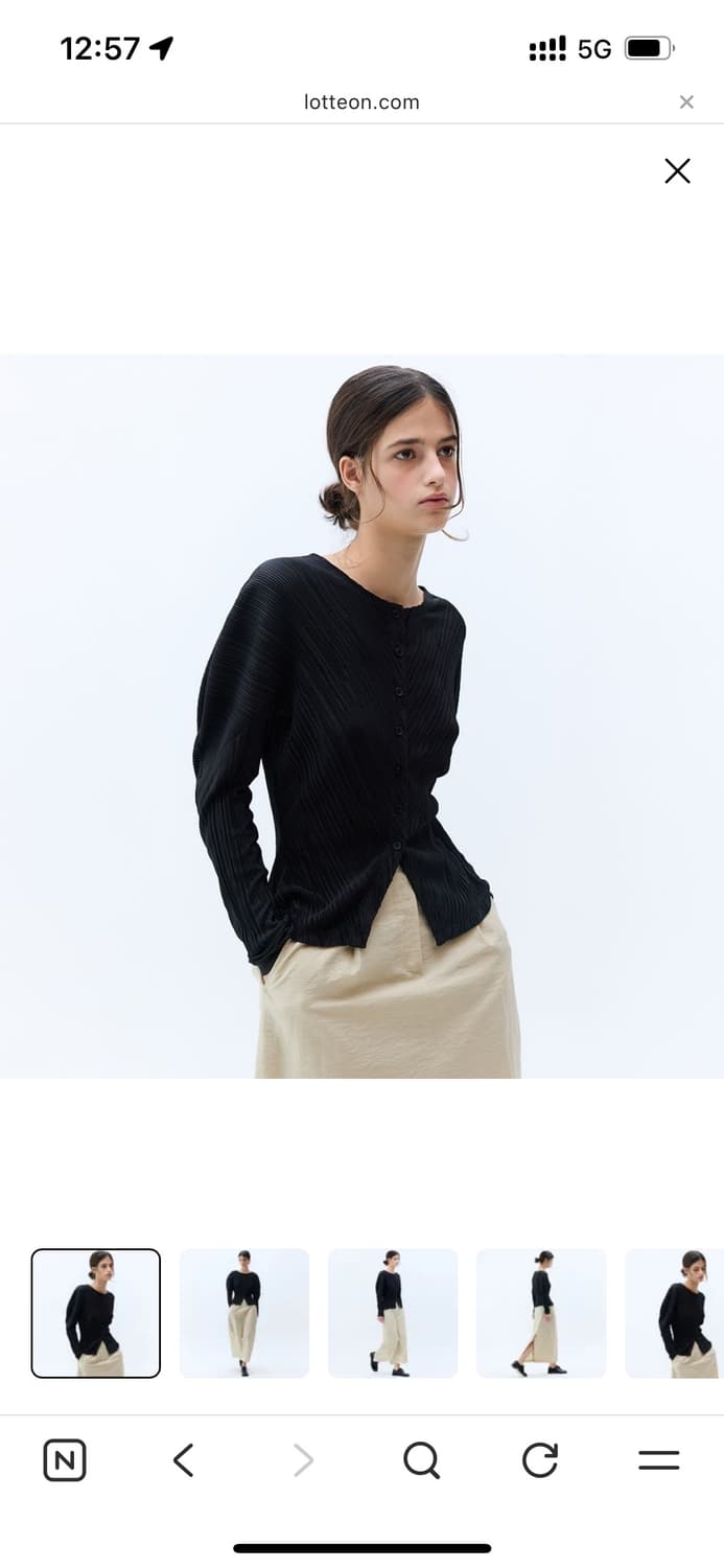 해바이해킴 플리츠 텍스처 가디건 (블랙) 상품이미지1