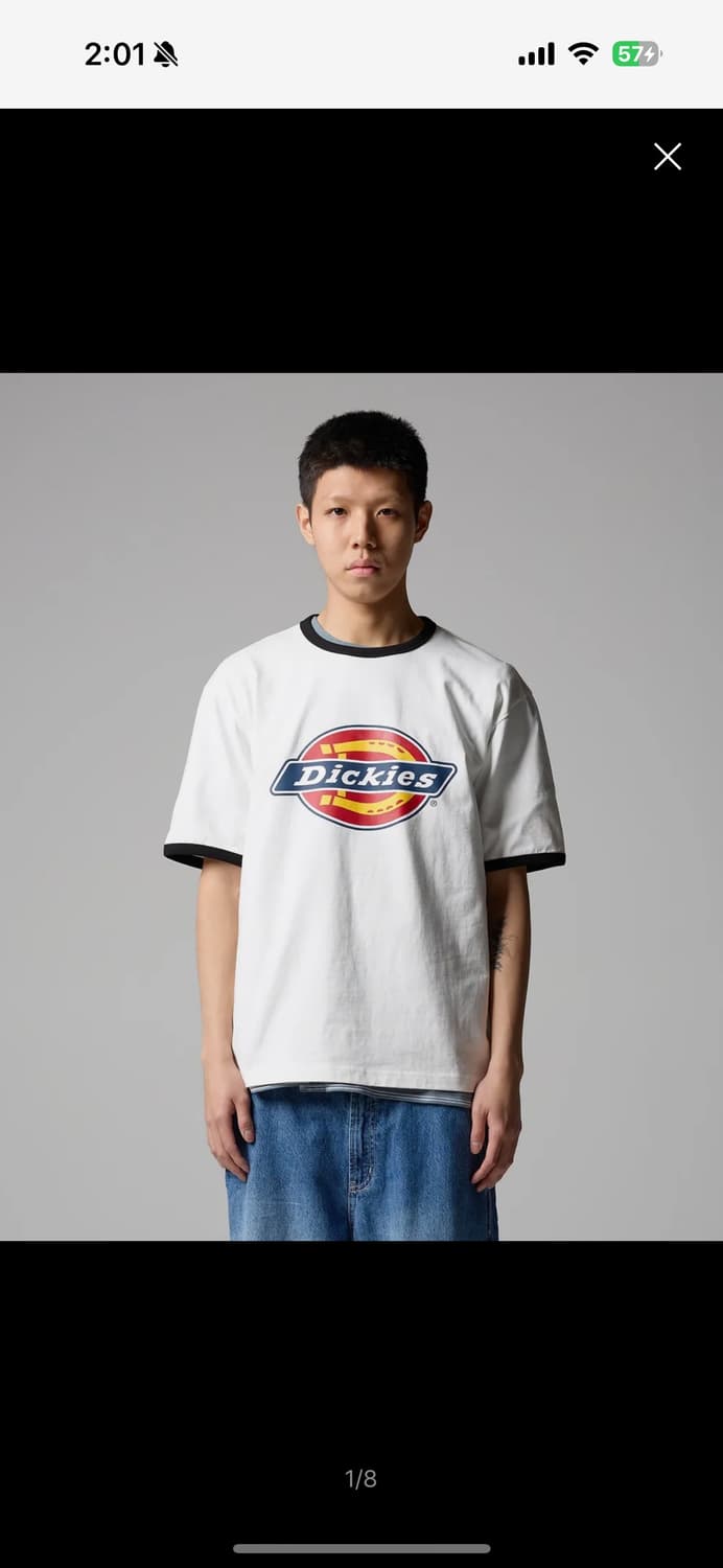 디키즈 트리 로고 링거 티셔츠 White 상품이미지1