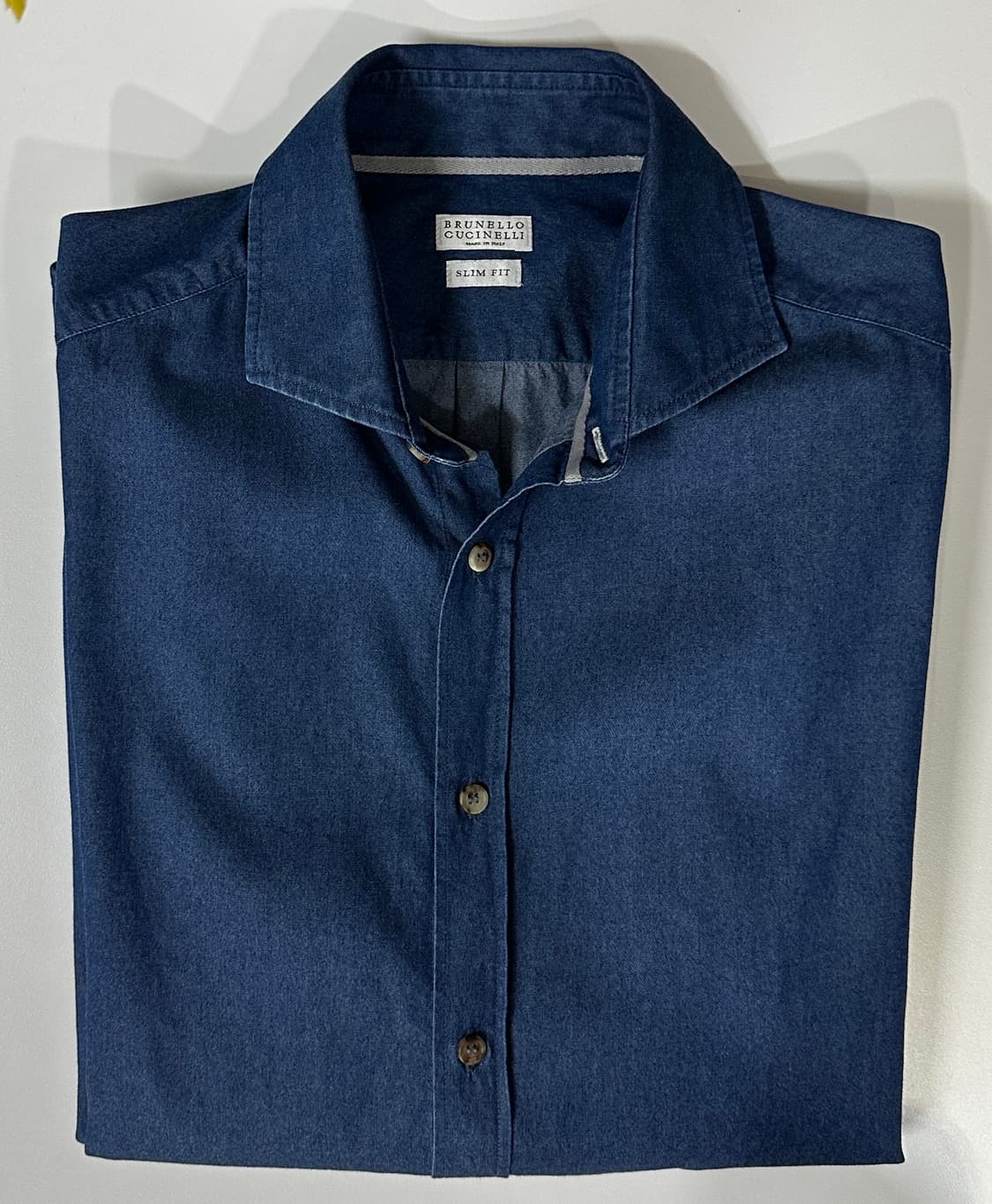 브루넬로 쿠치넬리 데님 셔츠 네이비 블루 슬림핏 상품이미지6