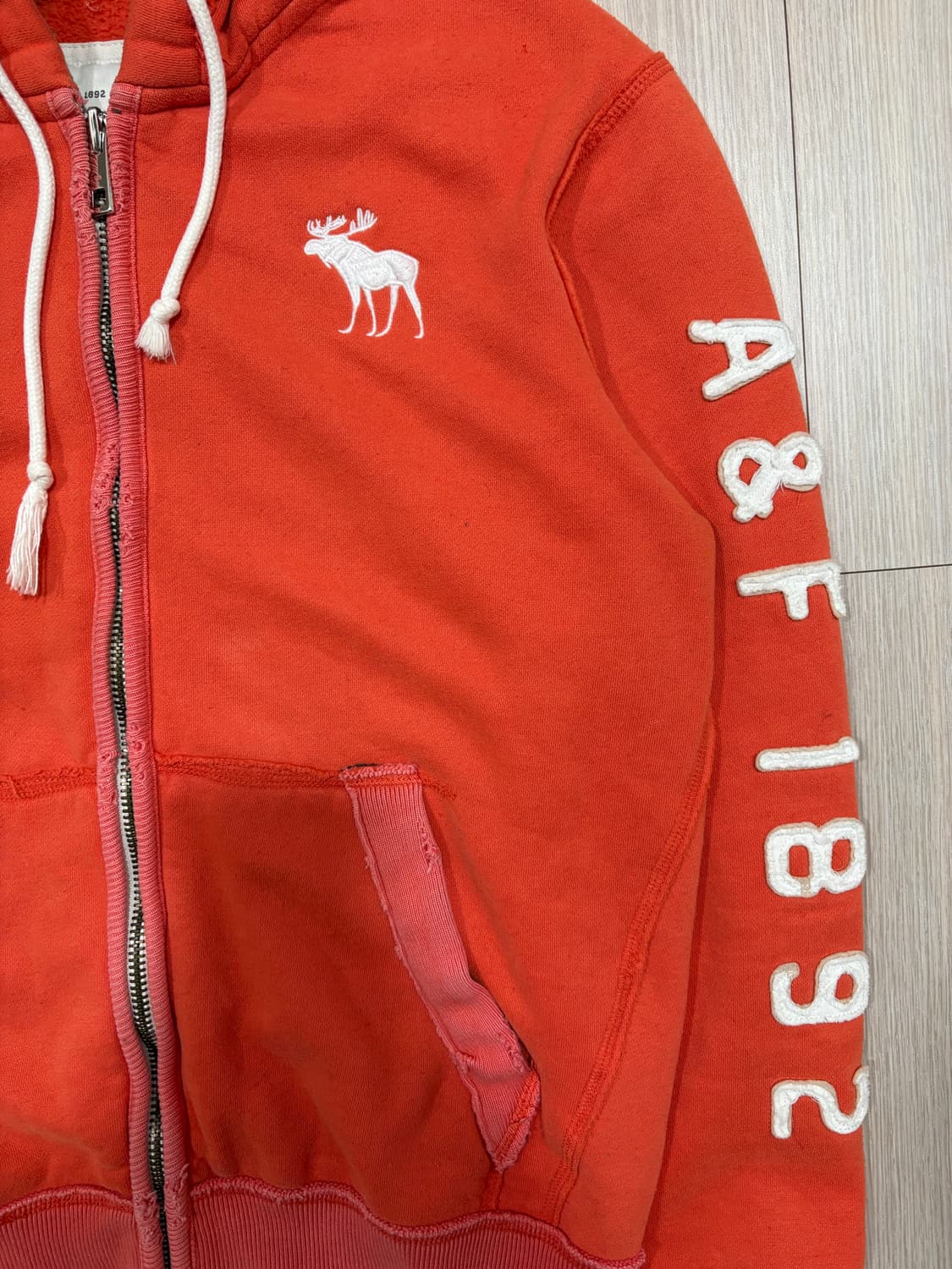 아베크롬비 순록 로고 후드집업 오렌지 상품이미지2