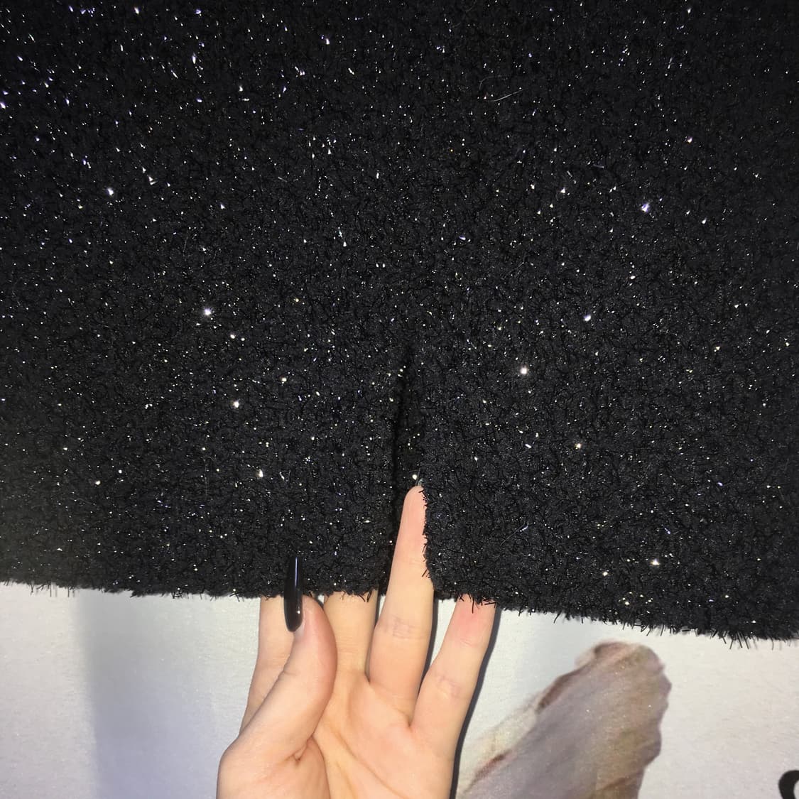 클라따 트위드 스커트 블랙 상품이미지4