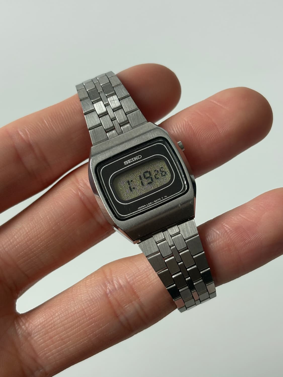 1980년대 빈티지시계 실버 스퀘어 디지털 쿼츠 여성 상품이미지2