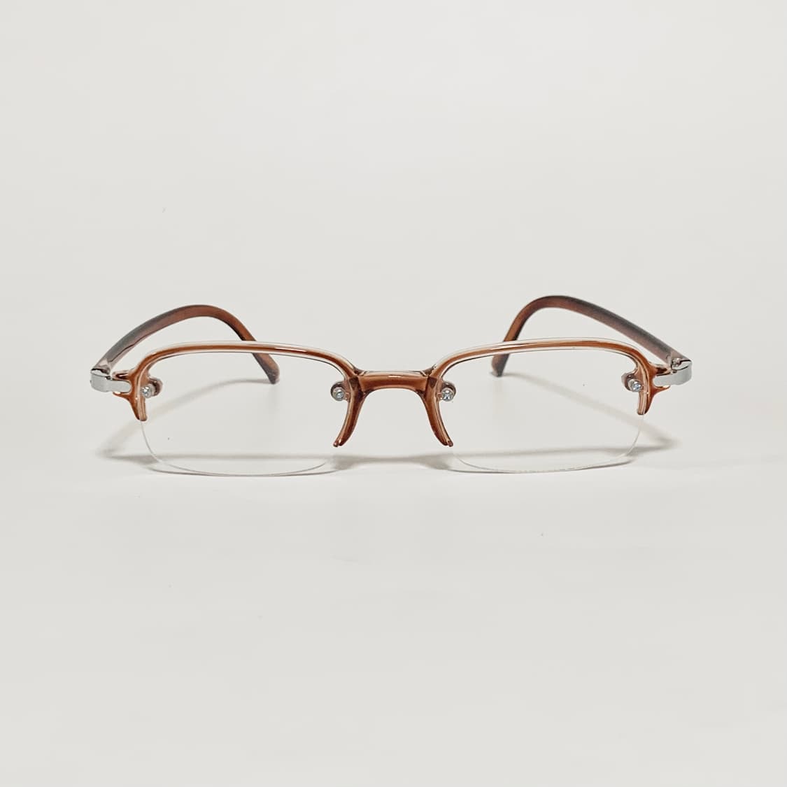 944 빈티지안경 데드스탁 투명 젤리 반무테 안경 브라운 펄그레이 클리어 상품이미지1
