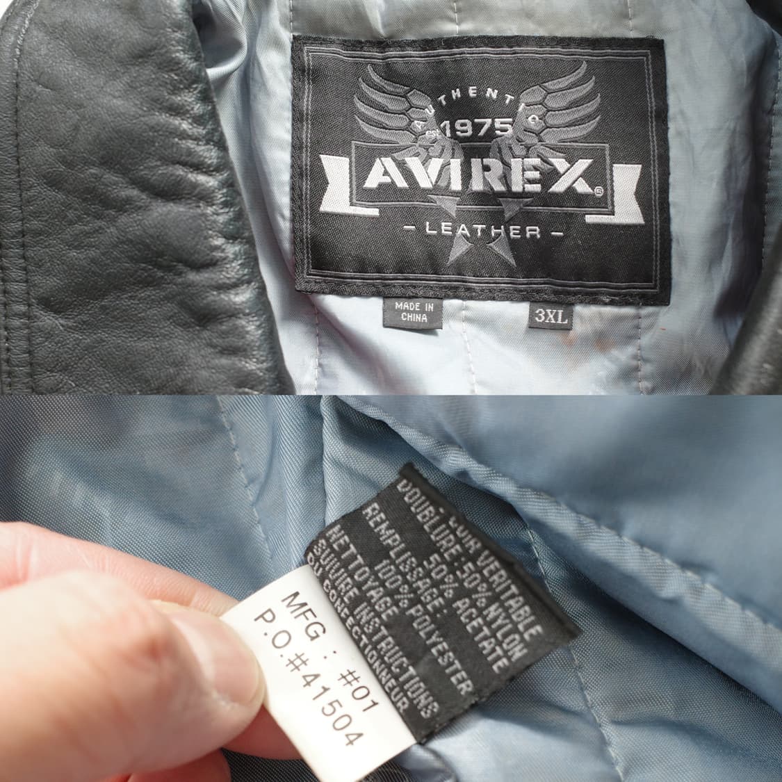 00s 아비렉스 AVIREX USA 스컬 윙 로고 레더 바시티 자켓 상품이미지6