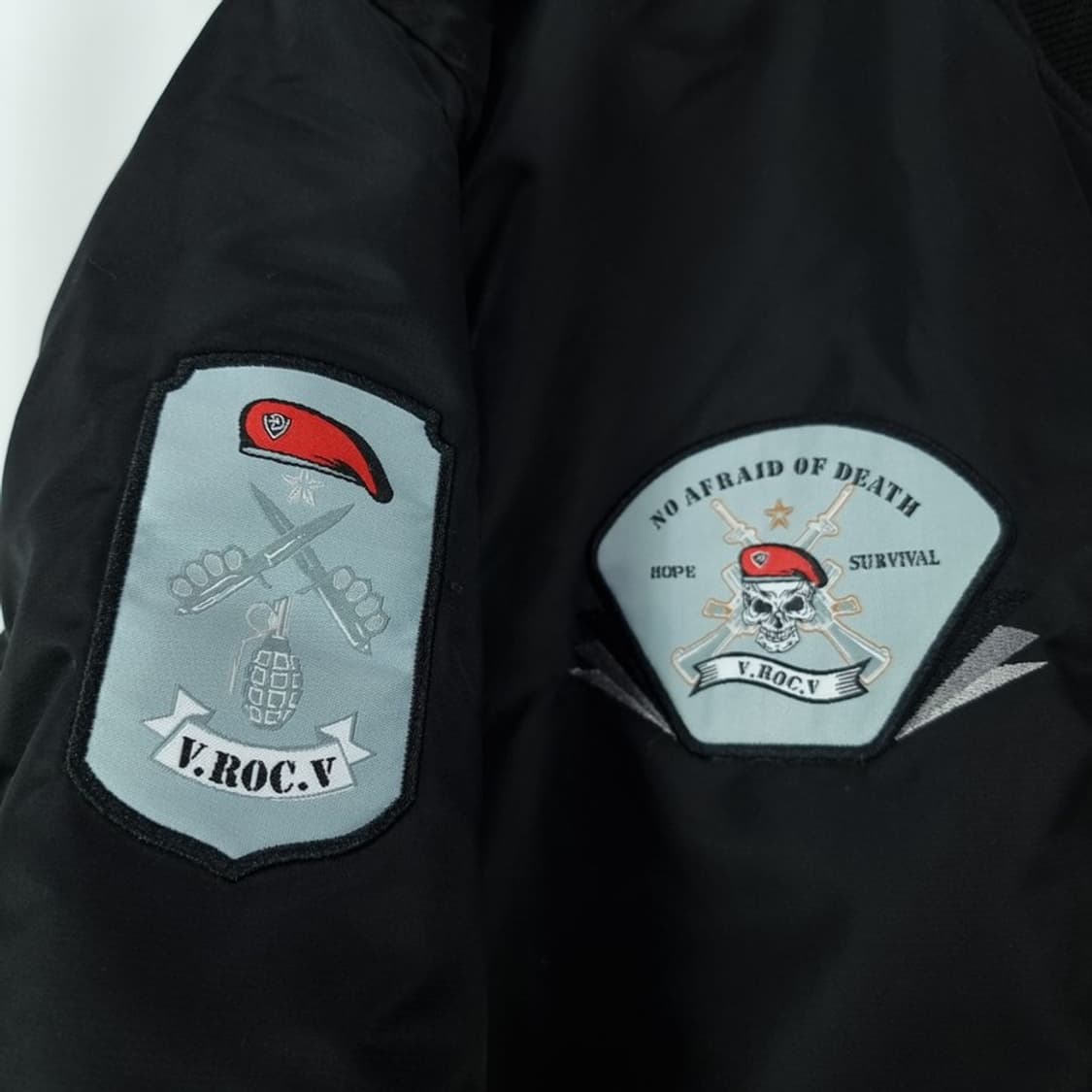 [빈티지] 해골 스컬 자수 수베니어 MA-1 봄버 자켓 블랙 M18474 상품이미지7