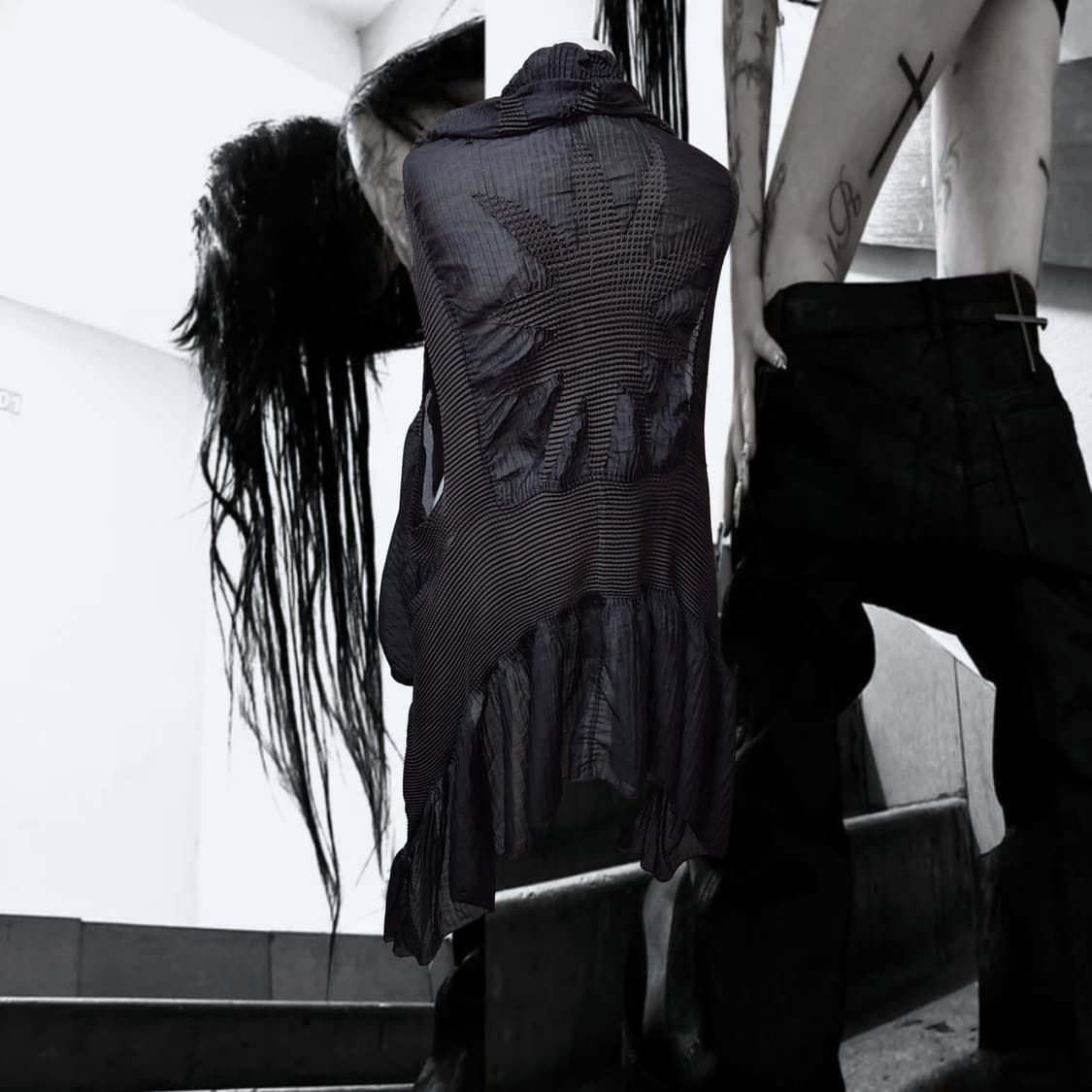 Vintage Avant-garde pleats shawl vest 상품이미지2