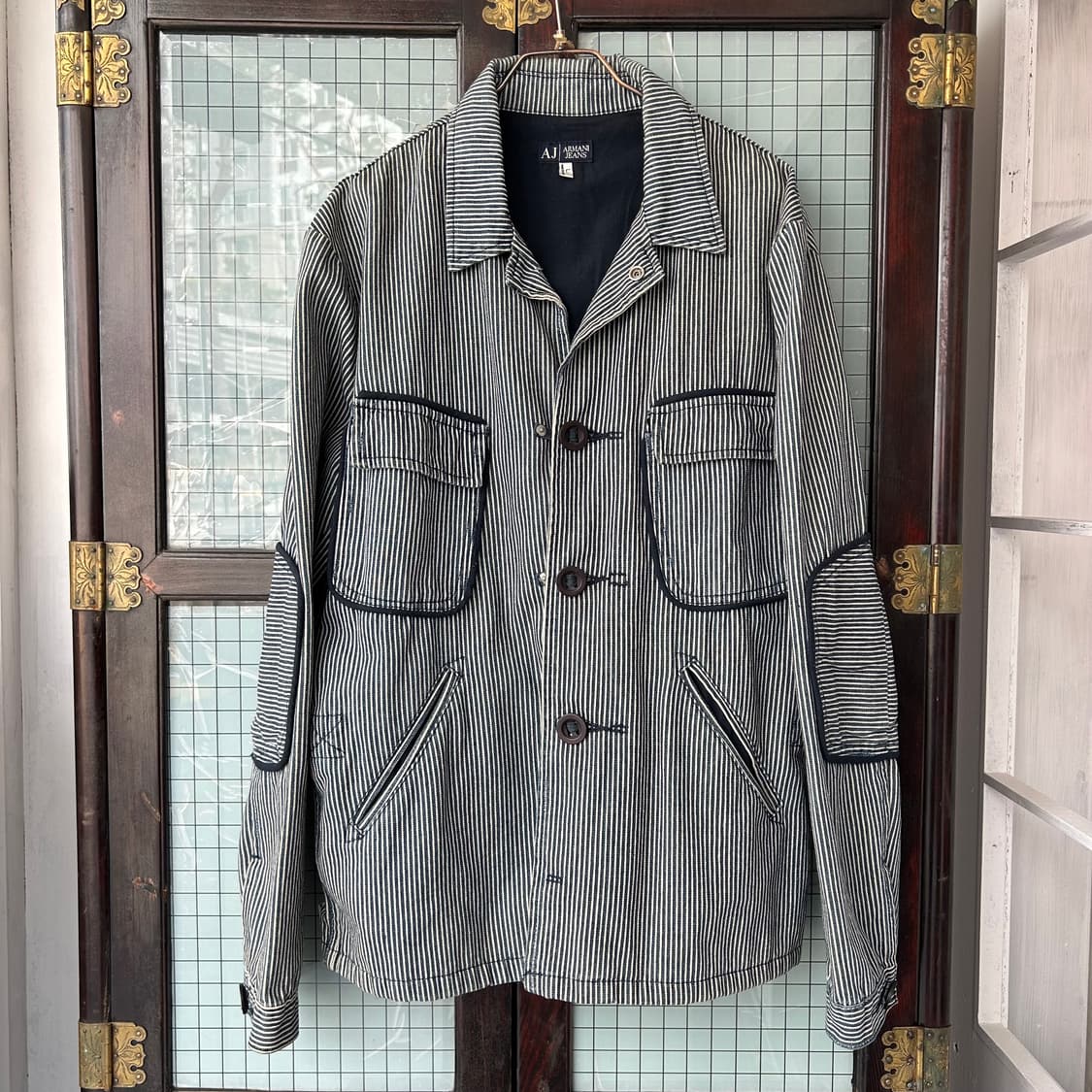 Armani Jeans 스트라이프 코튼 워크 자켓 상품이미지5