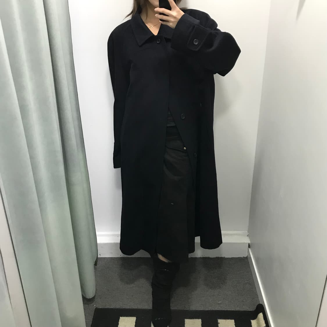 입생로랑 네이비 모 롱코트 상품이미지2