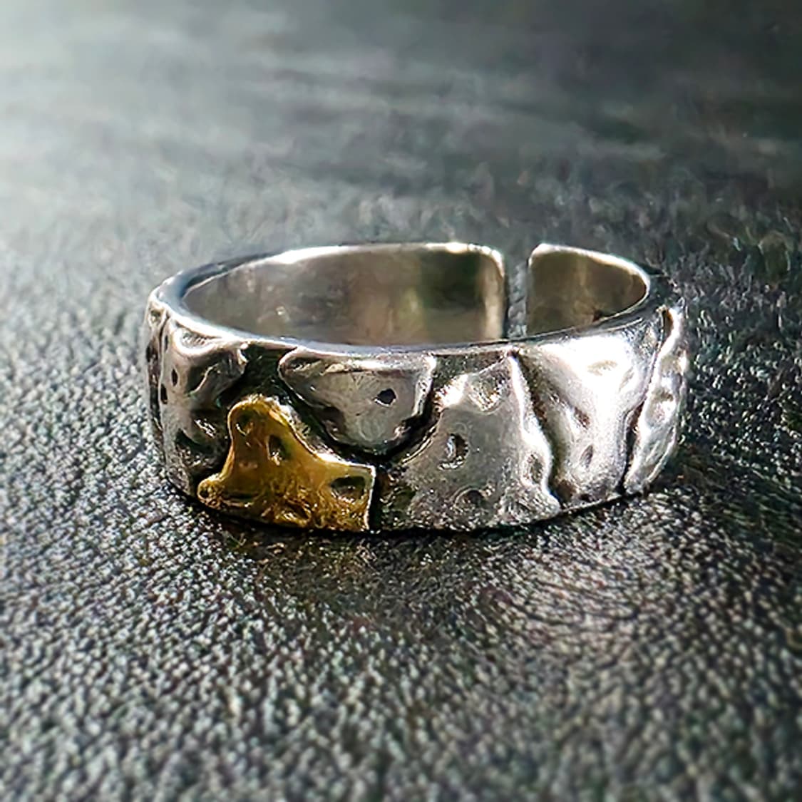 Mend 실버 남자 엔틱 빈티지 명품 크랙 균열 러프 반지 상품이미지3