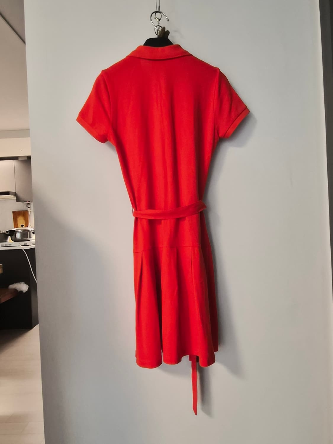 [LACOSTE] 라코스테 여성 슬림핏 피케 반팔 원피스 (레드/34사이 상품이미지8