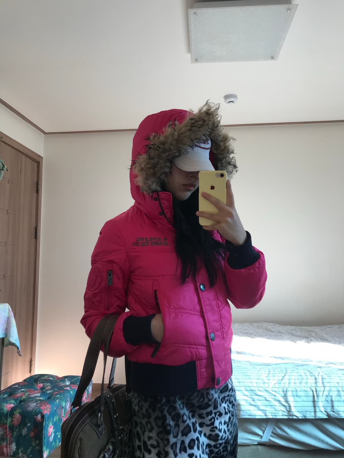 핑크 갸루 퍼 다운자켓 상품이미지5