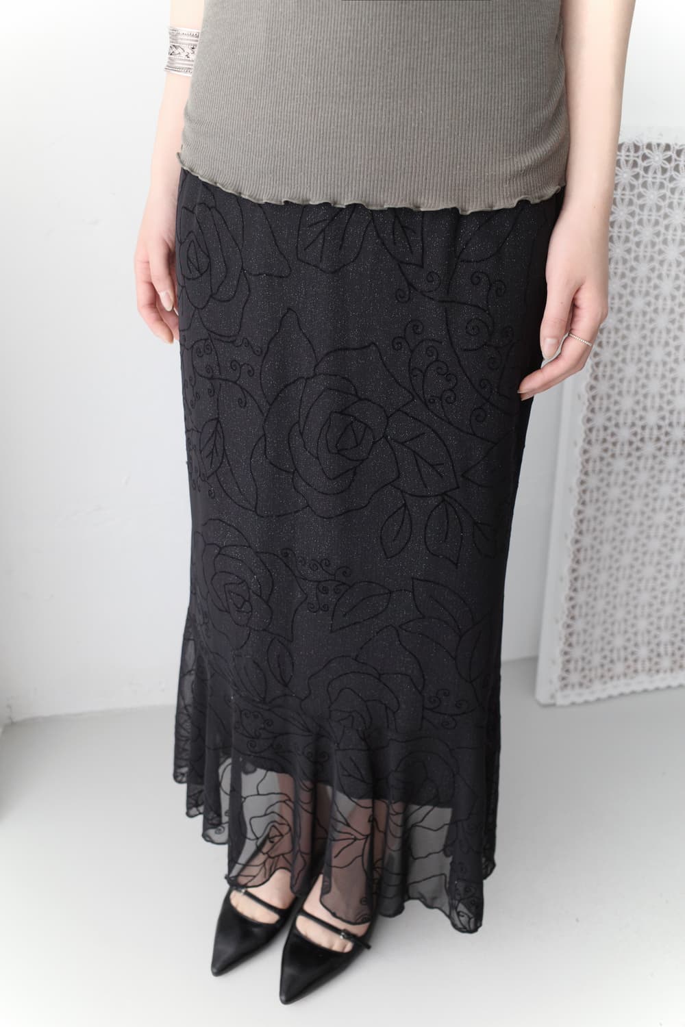 flower pearl skirt 상품이미지5