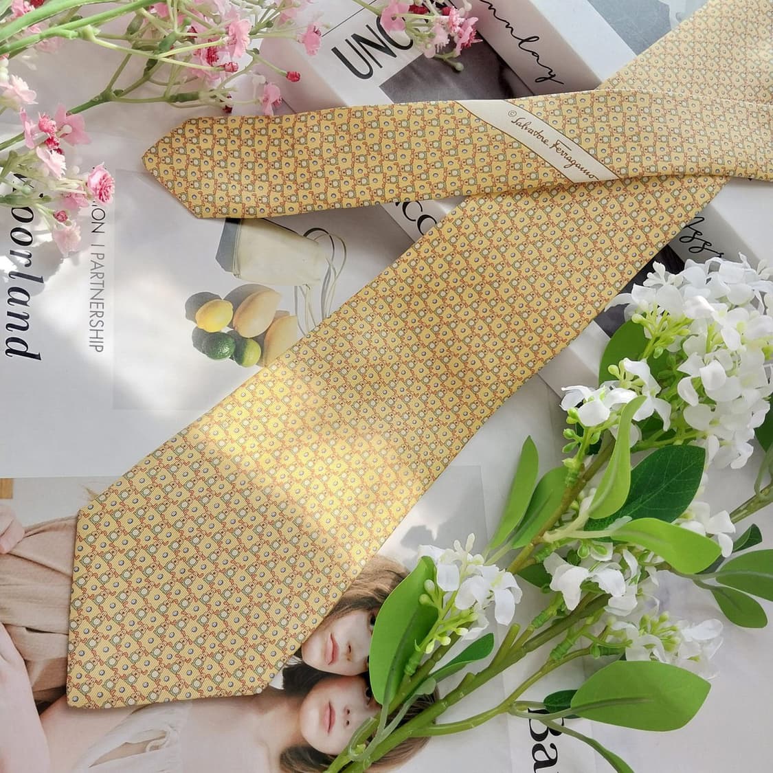 살바토레 페라가모 애니멀 모티브 넥타이 8.8cm A+등급 K2305 상품이미지2