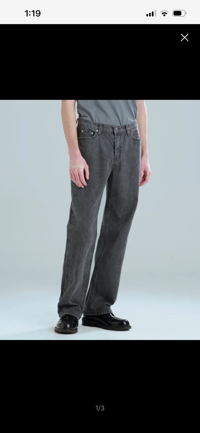 피그먼트 세미와이드 팬츠 그레이 (지플리시) 상품이미지1