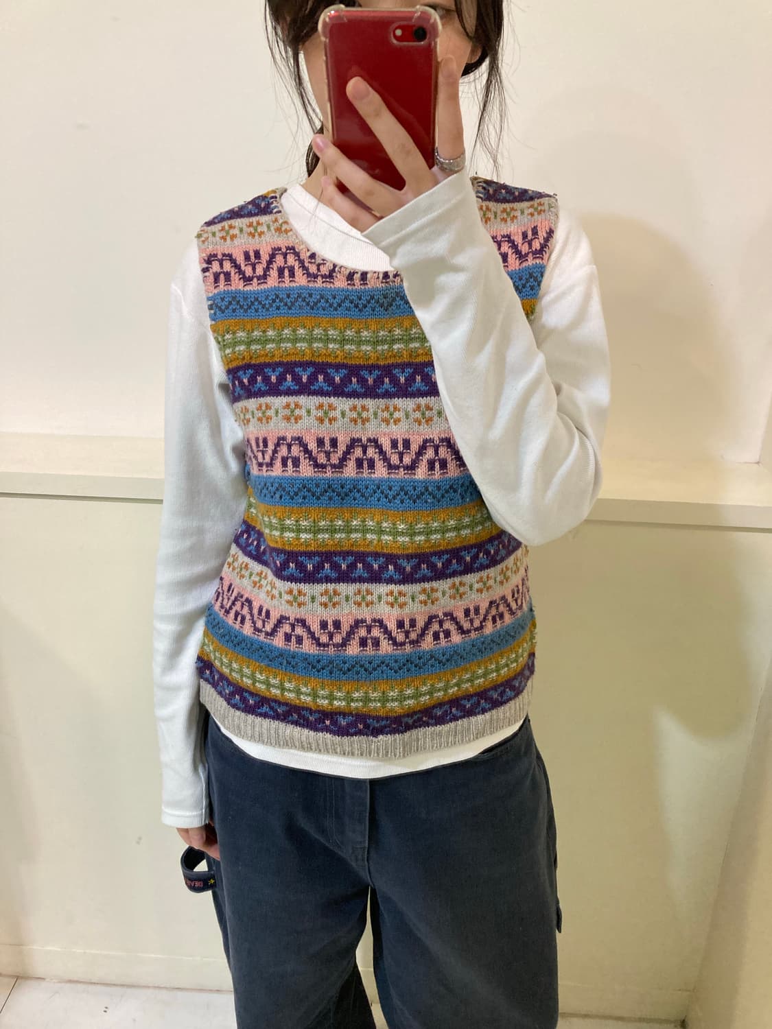 울 100% 에스닉 니트탑 상품이미지9