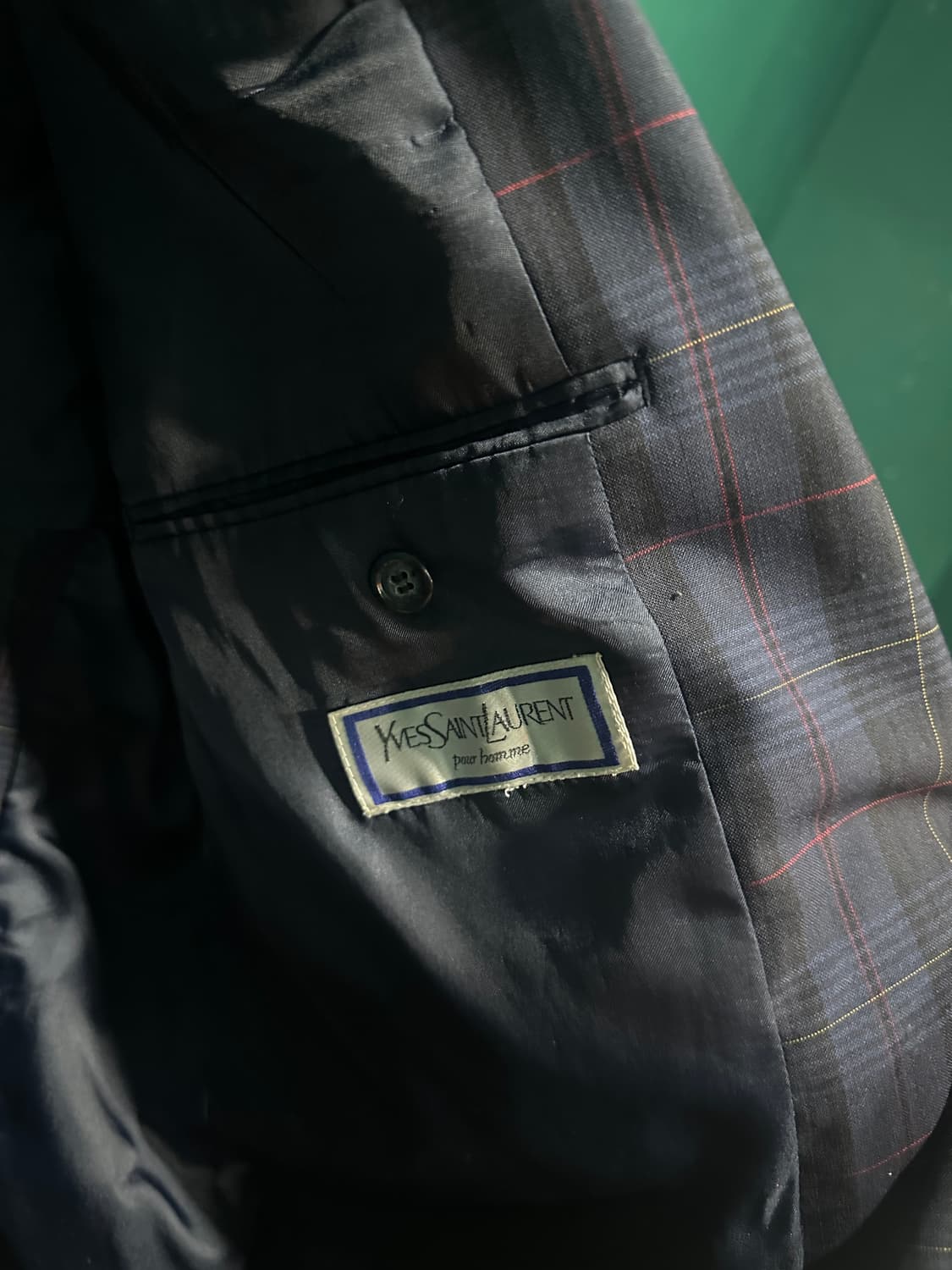 입생로랑 타탄체크 블레이져 네이비 상품이미지3