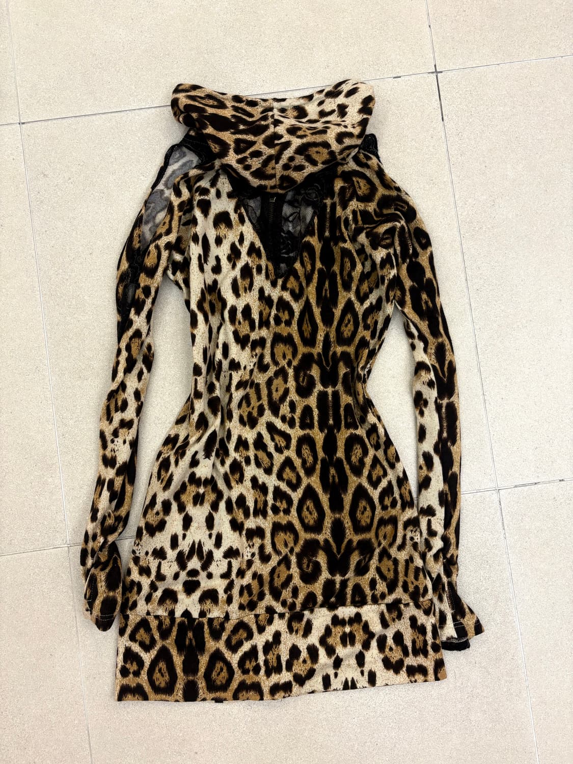 레오파드 오프숄더 레이스 원피스 상품이미지6