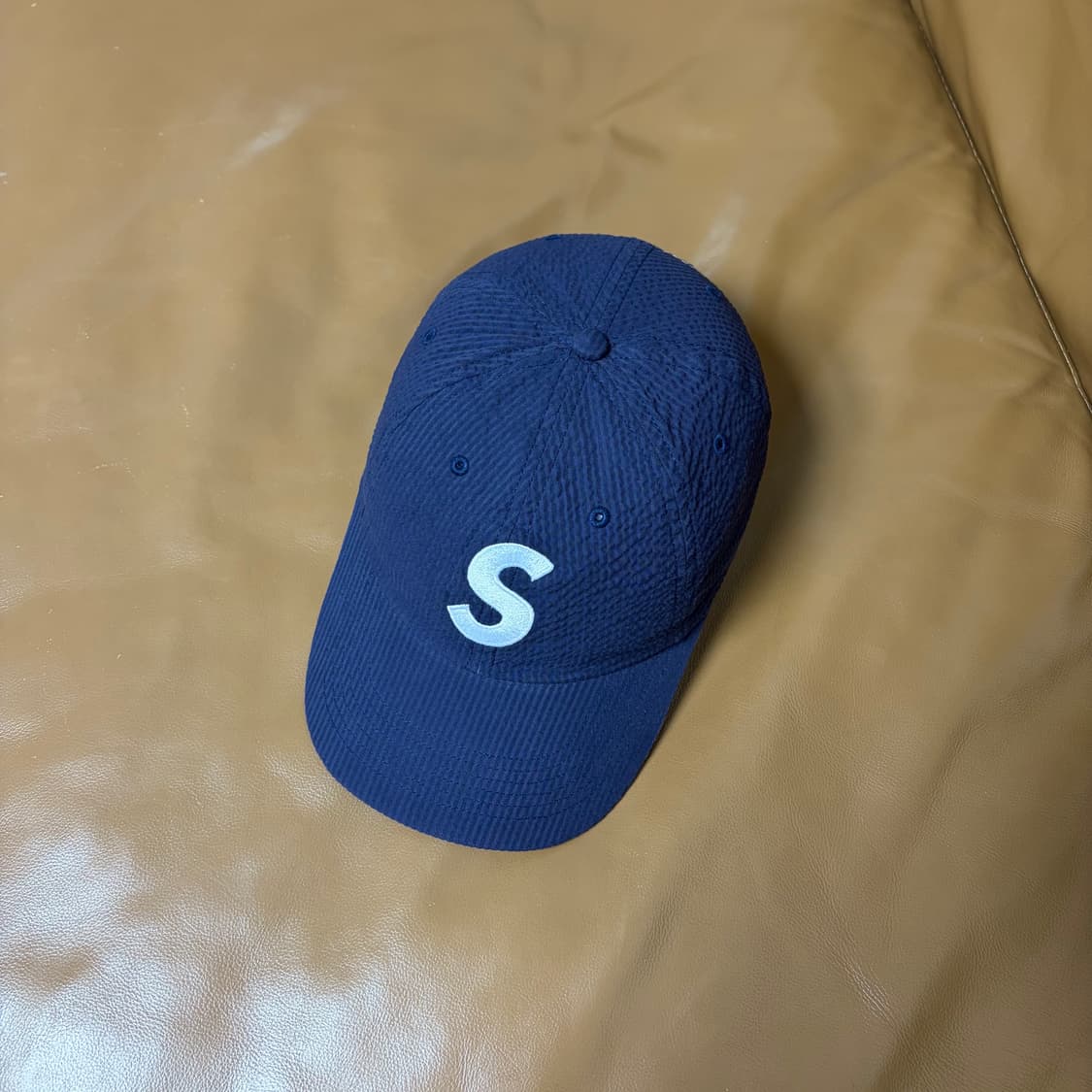 슈프림 S로고 6패널 볼캡 모자 24SS 시어서커 네이비 상품이미지6