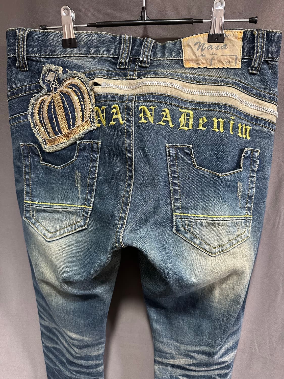 NANA JEANS 왕관 패치 Y2K 워싱 스키니 데님팬츠 30 상품이미지2