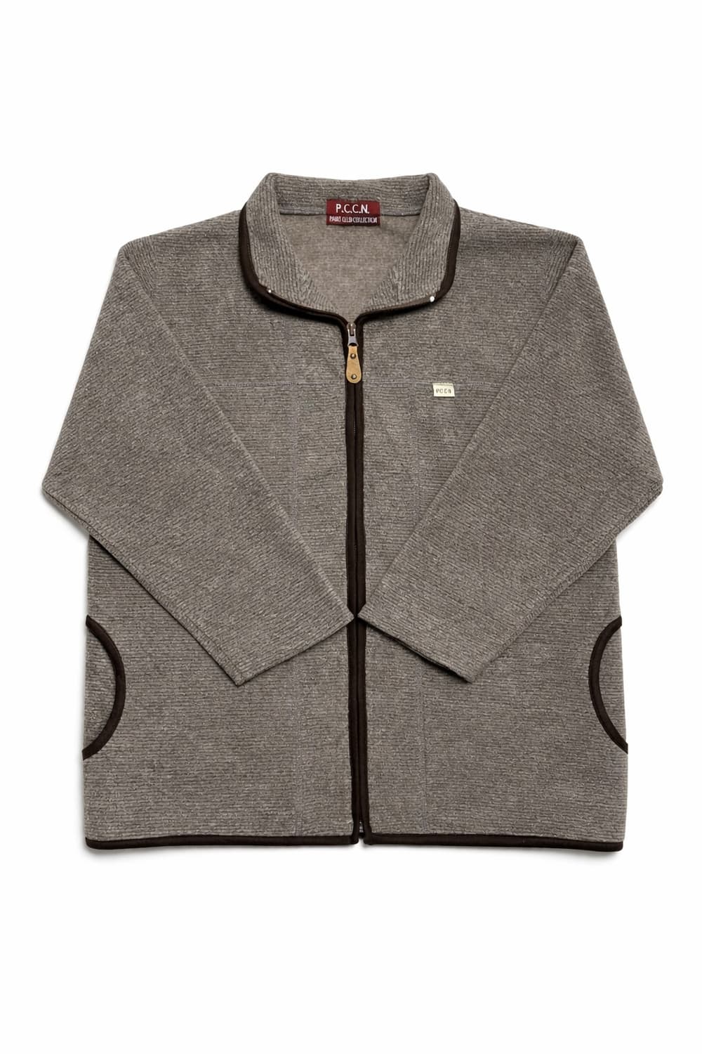 JPN 00s 일본 빈티지 Y2K 올드스쿨 브라운 니트 집업 플리스 자켓 상품이미지1