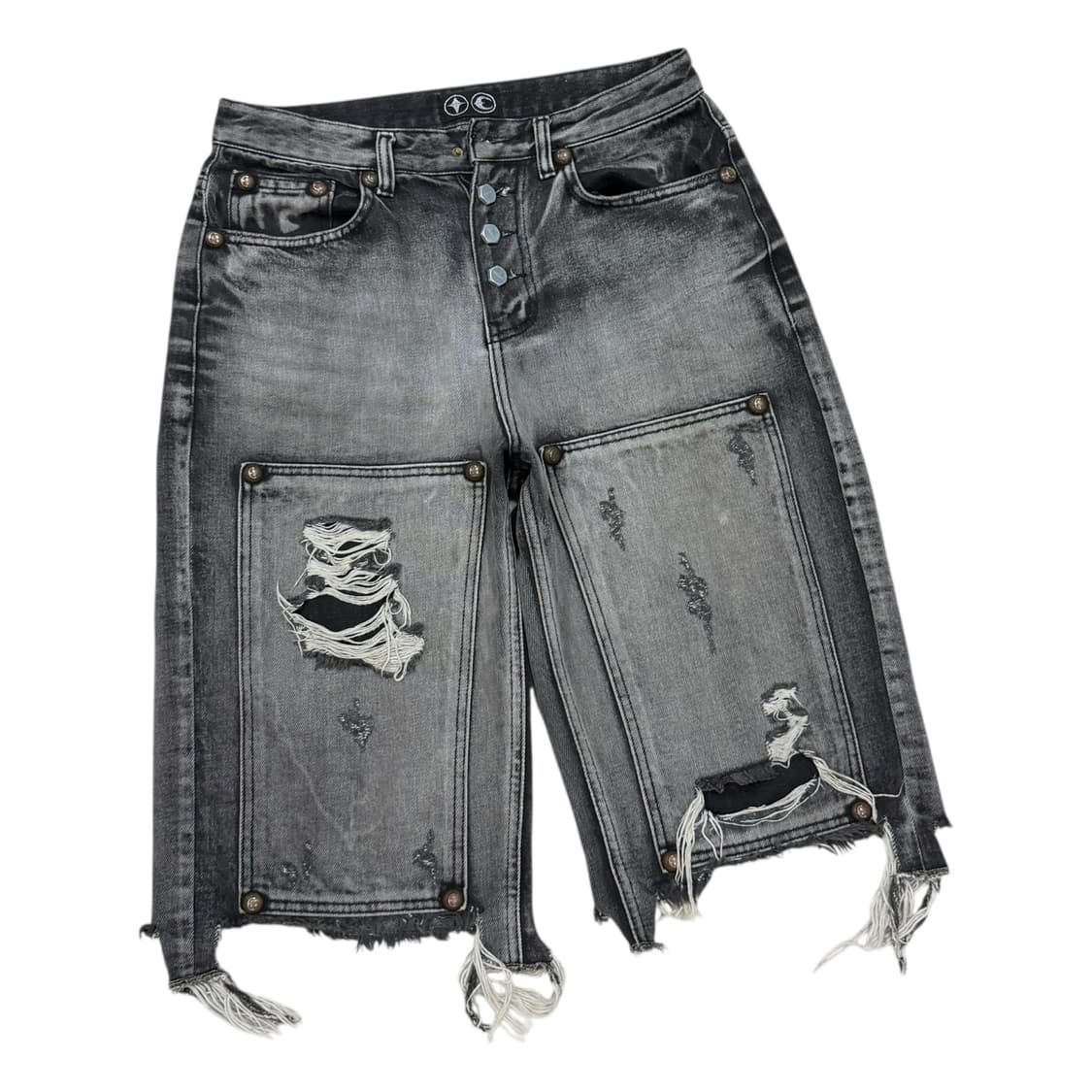 떠그클럽 더블니 데님 쇼츠 팬츠 바지 블랙 1 상품이미지2